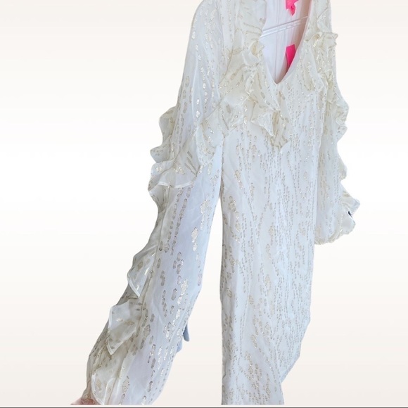 NWT Lilly Pulitzer Belle Metallic Ruffle-Trim Silk Shift Mini Cocktail Dress - Picture 9 of 14